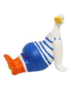 Decorative object, Duck, resin, white/blue, 14.5x12xH14 cm