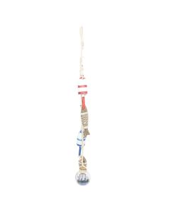 Decorative hanger, rope/wooden, assorted, 100 cm