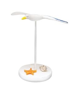 Decorative object, Gull, wooden, white/blue, 20x10xH11 cm