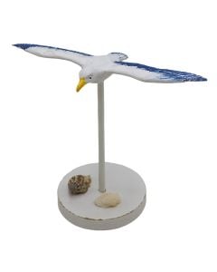 Decorative object, Gull, wooden, white/blue, 16x8xH9 cm