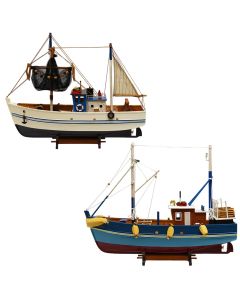 Decorative object, Boat, wooden, white, 46x14xH40 cm