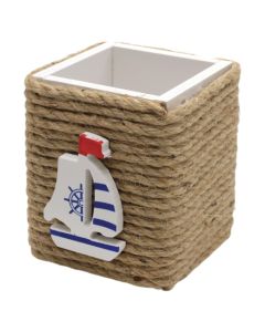 Organizing box, wooden/rope, natural, 10x10xH11 cm