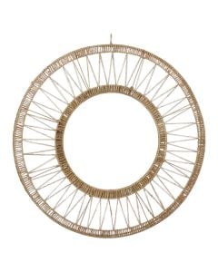 Decorative mirror, Ludy, glass/jute, brown, Ø70 cm