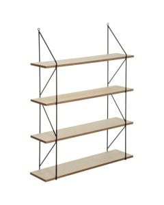 Wall shelf, Iris, 4 levels, Mdf/metal, black/brown 60x16.8xH91.4 cm