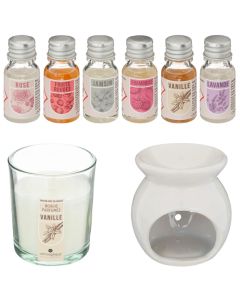 Ambient aroma set, Chile, 6 floral oil aroma, with burning, dolomite/glass, asorted ,10ml