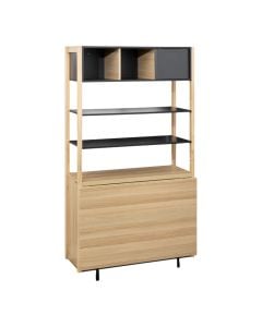 Bookshelf, Extensio, with table, Mdf-E1, beige, brown/black, 100x38xH180 cm