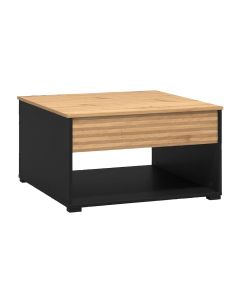 Middle table, Taranto, with opening, melamine, oak/black, 80x80xH45 cm