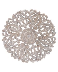 Wall decor, wooden, white, Ø60 cm