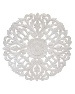 Wall decor, wooden, white, Ø90 cm