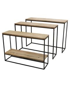 Middle table set, metal/wood, colorful, S-93x26x65; M-100x29xH75 cm; L-107x32xH80 cm