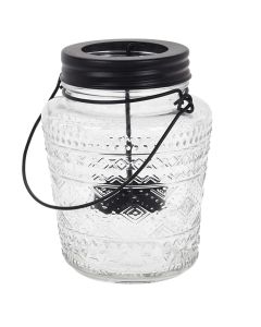 Candle holder, glass, transparent/black, Ø90xH135 cm