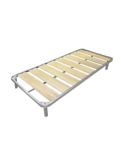 Mattress support (slat), single, metallic frame, metallic legs, wooden slats (8 pieces), natural, 90x200xH27 cm