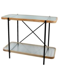 Console table ''Seres'', metal/glass/wooden, black/brown, 120x40xH60 cm