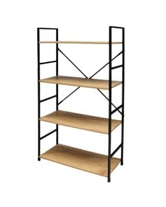 Multifunctional shelf, 3 levels, metal/melamine, black/natural oak, 58.6x23.5xH112cm