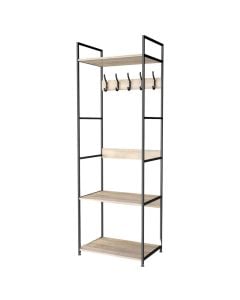 Clothes hanger, with shelf, metal/melamine, black/brown, 59x40xH175 cm
