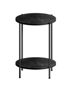 Side table, metal structure, melamine top, black/matt, φ43.3xH56.5cm