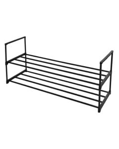 Shoe rack, 2 levels, metal/PP, black, 92x29xH42.5 cm