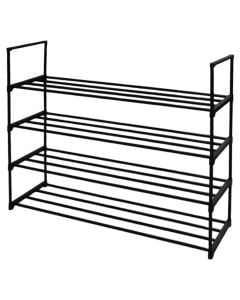 Shoe rack, 4 levels, metal/PP, black, 92x29xH81.5 cm