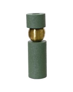 Candle holder, metal, green/golden, 5.5x5.5xH21 cm