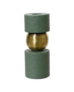 Candle holder, metal, green/golden, 5.5x5.5xH13 cm
