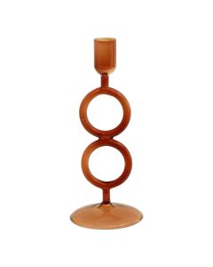 Candle holder, glass, brown, Ø9xH23 cm