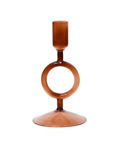 Candle holder, glass, brown, Ø9xH16 cm