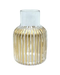 Decorative vase, glass, golden/clear, Ø11xH17 cm
