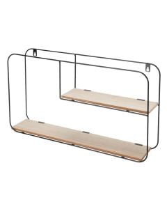Wall deco shelf, metal, black/brown