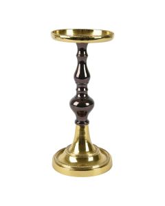 Candle holder, aluminum, black/golden, 12x12xH24.25 cm