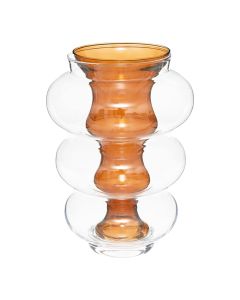 Decorative vase, Matali, glass, orange, Ø25.5xH35 cm