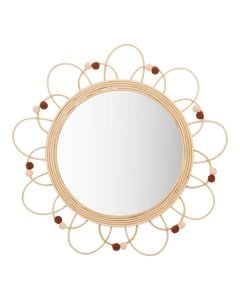 Decorative mirror, Campagne, rattan/glass, natural, Ø38 cm