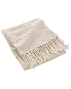 Throw, Jacquard, cotton, beige, 125x150 cm