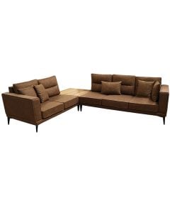 Corner sofa, Desert, right, textile upholstery, beige, 207x82xH95 cm; 93x42xH93 cm; 144x82xH95 cm