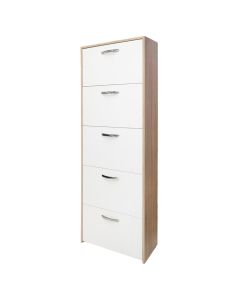 Shoe cabinet, melamine, sonoma/white, 60x25xH165 cm
