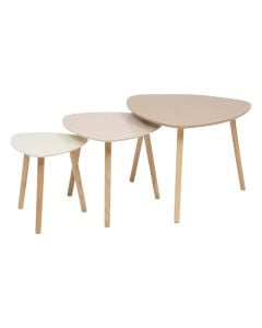 Coffee table (x3), Mileo, mdf, beige, 34x34xH35 cm; 46.5x46.5xH40 cm; 60x60xH45 cm
