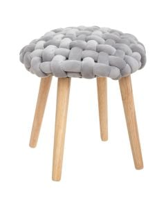 Stool, Akemi, mdf/velvet, natural/grey, Ø39xH42.5 cm