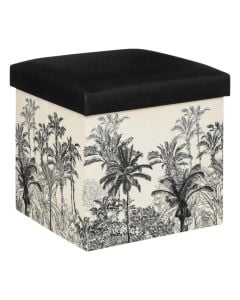 Pouffe, Benicio, with storage space, white/black, 38x38 cm