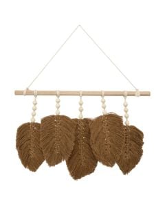 Wall decoration, Odina, wooden/fabric, brown, 58xH58 cm
