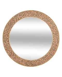 Decorative mirror, Anoki, wooden, natural, Ø99 cm