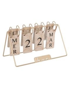 Decorative object, Calendar, metal, golden, 28x11xH17 cm