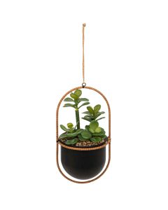 Hanging artificial plant, Tyla, metalike/plastike, green/black, Ø16xH31 cm
