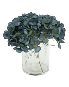 Artificial flower, Dean, in vase, glass/plastic, green/transparent, Ø16xH22 cm