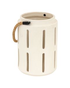 Decorative lantern, Nuna, ceramic, beige, Ø15.5xH22 cm