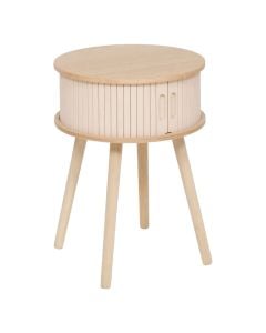 Side table, Nysos, with 2 doors, mdf, beige, Ø40xH54 cm