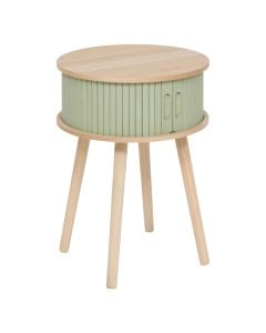 Side table, Nysos, with 2 doors, mdf, natural/green, Ø40xH54 cm