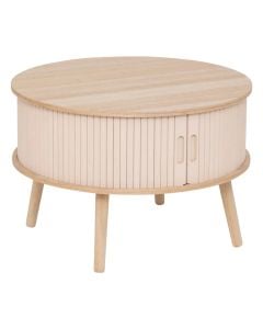 Coffee table, Nysos, with 2 doors, mdf, beige, Ø60xH40.7 cm