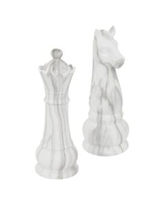 Objekt dekorues, Chess, rezin, e bardhë/gri, 10.5x10.5xH26.5 cm