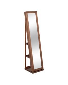 Static mirror, Vivia, with jewelry cabinet, mdf/glass, brown, 38x38xH168 cm