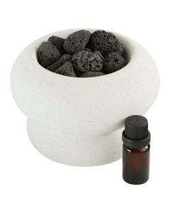 Aroma diffusser, with 10 ml aroma oil, ceramic, white/black, Ø13.8xH9.8 cm