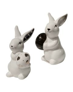 Decorative statute, Bunny, ceramic, assorted, 8.5x8.5xH14cm